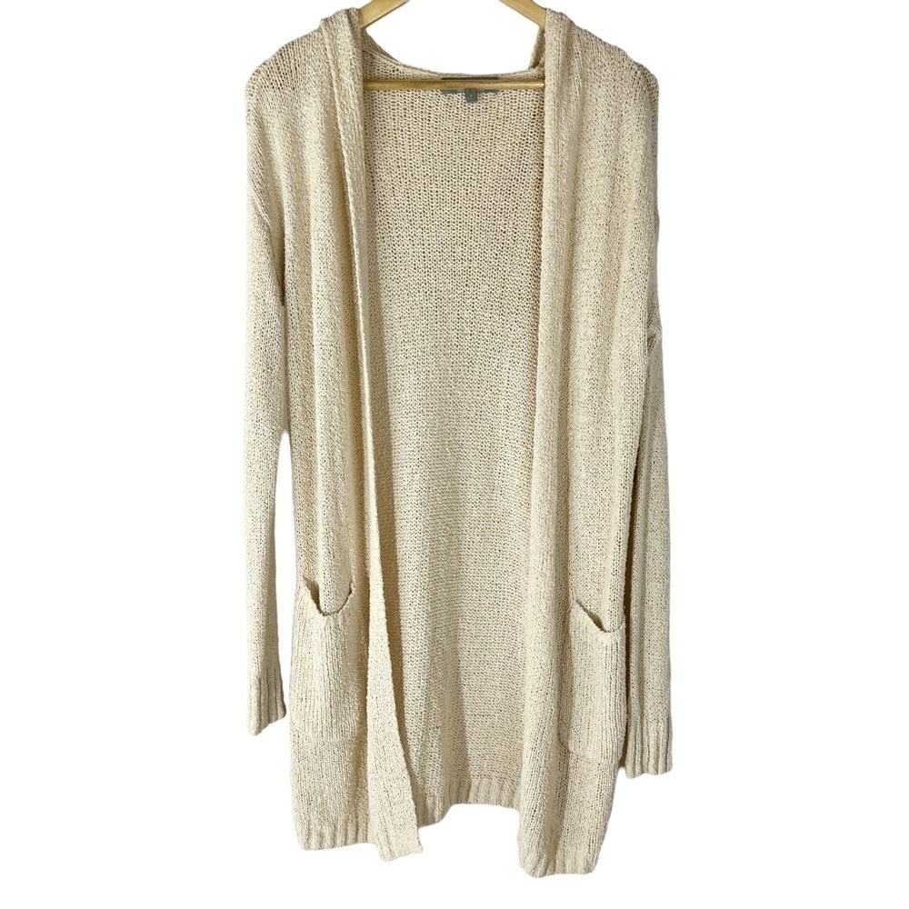 Marled Tan Long Open Front‎ Cardigan Sweater Cottagecore Boho Bohemian